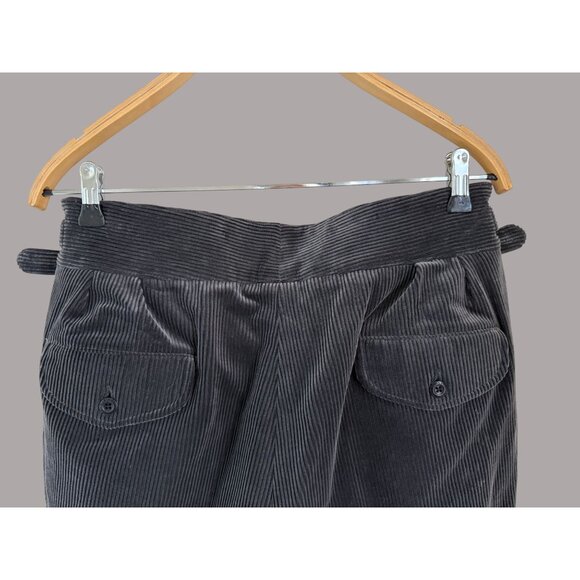 Rubinacci Napoli Gray Corduroy Pleated Trousers With Belt Size 48 Made In Italy - Picture 6 of 8